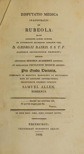 Dissertatio medica inauguralis de rubeola