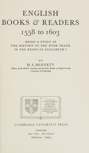 English books & readers, 1558 to 1603