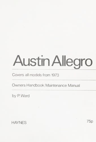 Austin Allegro Owners Handbook Maintenance Manual