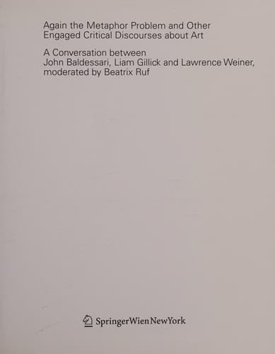 Again the metaphor problem and other engaged critical discourses about art