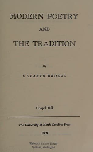 Modern Poetry and the Tradition