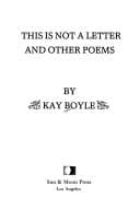 This is not a letter and other poems