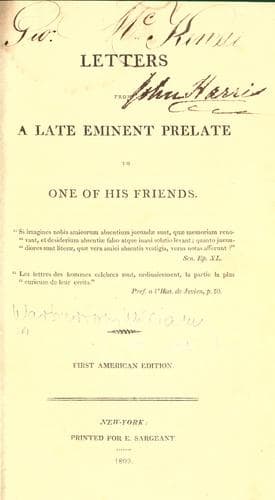 Letters from a late eminent prelate to one of his friends ... First American edition