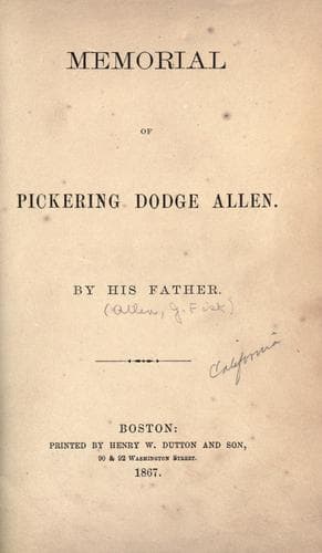 Memorial of Pickering Dodge Allen