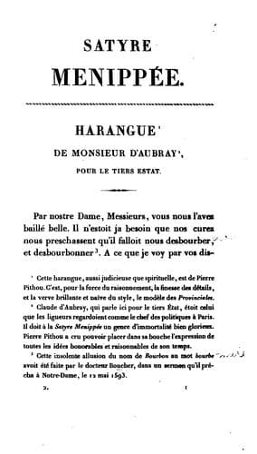 Satyre Menippée de la vertu du catholicon d'Espagne et de la tenue des Estats de Paris