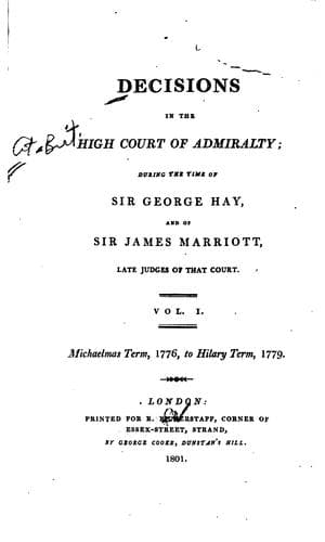 Decisions in the High Court of Admiralty