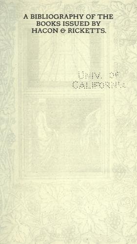 A bibliography of the books issued by Hacon & Ricketts