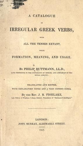 A catalogue of irregular Greek verbs