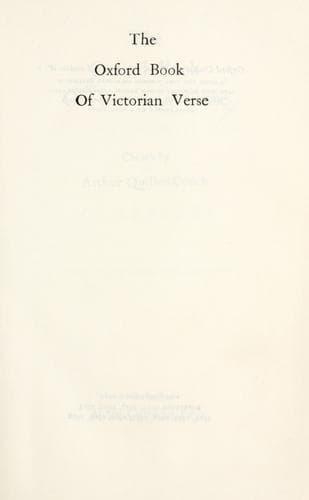 The Oxford book of Victorian verse