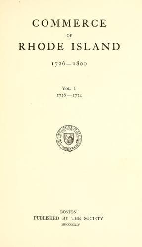 Commerce of Rhode Island, 1726-1800
