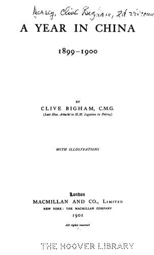 A year in China, 1899-1900