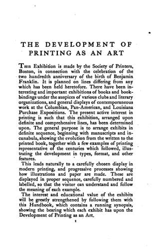 The development of printing as an art