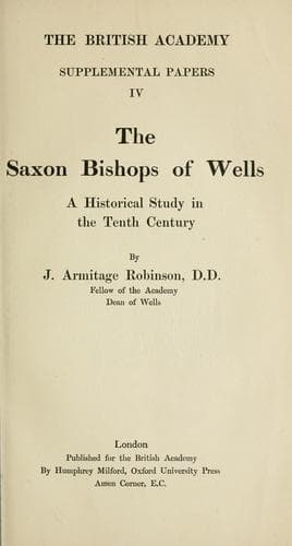 The Saxon bishops of Wells