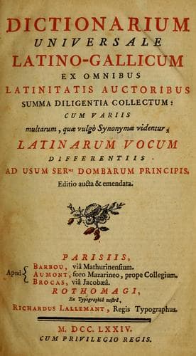 Dictionarium universale Latino-Gallicum