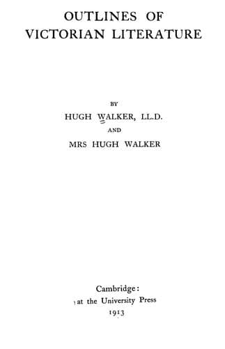 Outlines of Victorian literature