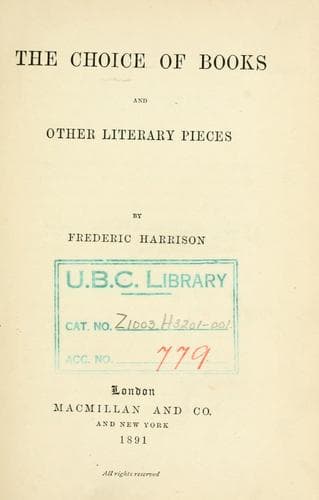 The choice of books, and other literary pieces