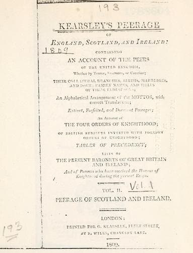 Complete peerage of England, Scotland and Ireland