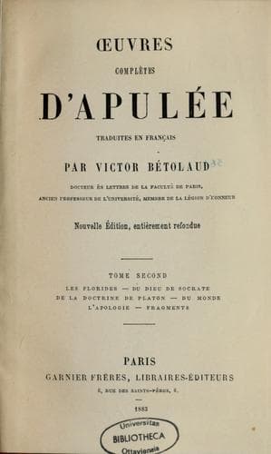 Oeuvres complètes d'Apulée, traduites en français par Victor Bétolaud