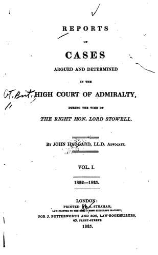 Reports of Cases Argued and Determined in the High Court of Admiralty