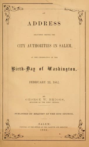 An address delivered before the city authorities in Salem