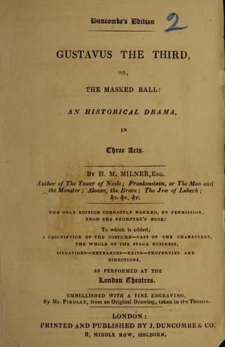 Gustavus the third, or, The masked ball!