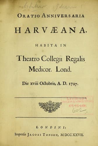 Oratio anniversaria Harvaeana
