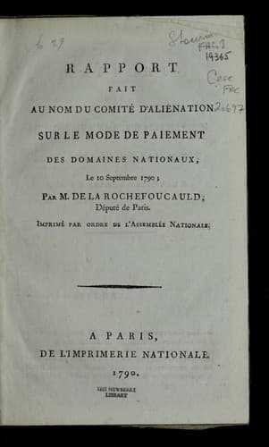 Rapport fait au nom du Comite d'alie nation sur le mode de paiement des domaines nationaux