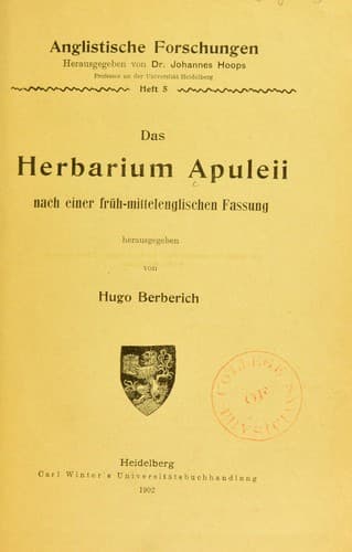 Das Herbarium Apuleii : nach einer fr©ơh-mittelenglischen fassung