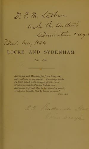 Locke and Sydenham, &c. &c