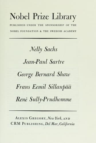 Nelly Sachs, Jean-Paul Sartre, George Bernard Shaw, Frans Eemil Sillanpää, René Sully-Prudhomme