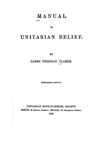 Manual of Unitarian Belief