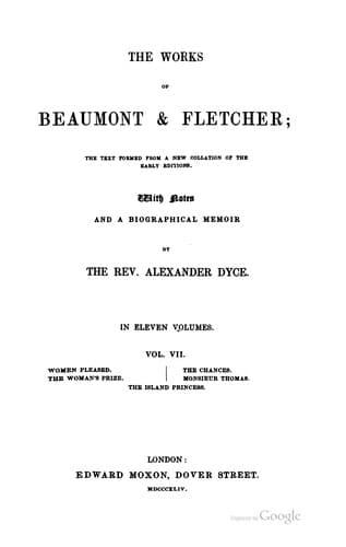 The works of Beaumont & Fletcher