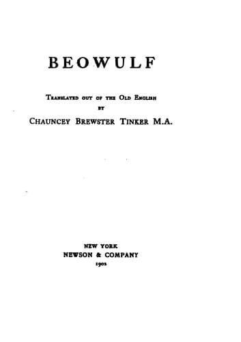 Beowulf. tr. out of the Old English