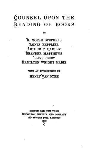 Counsel Upon the Reading of Books