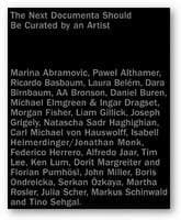 The next Documenta should be curated by an artist