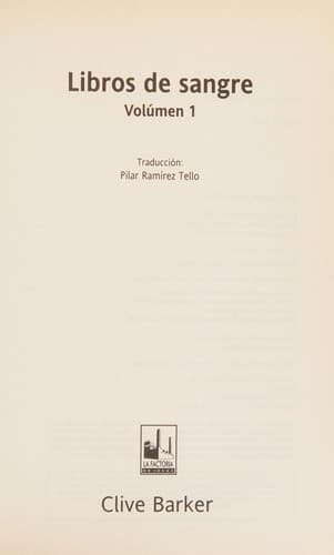 Libros de sangre / Books of blood (Spanish Edition)