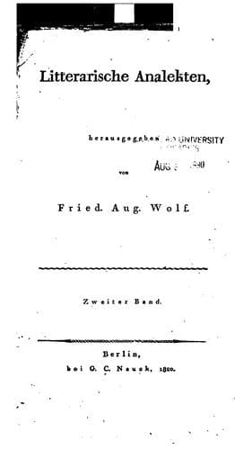 Litterärische Analekten: Vorzüglich für alte Litteratur und Kunst, deren Geschichte und Methodik