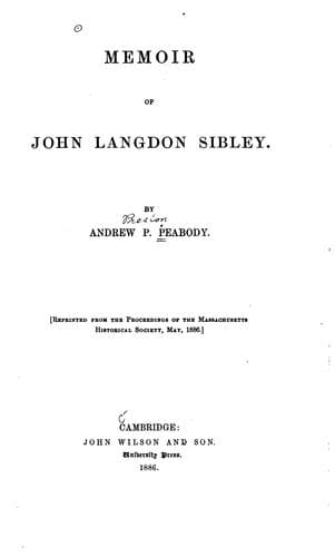 Memoir of John Langdon Sibley