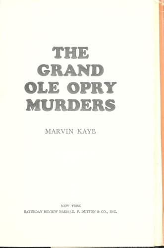 The Grand Ole Opry murders